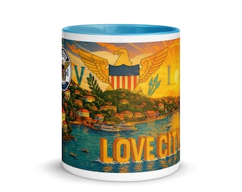 St. John Love City Mug – Blue Inside USVI Souvenir Coffee Cup