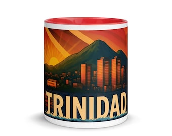 Trinidad Island Cityscape Mug – Red Accent Caribbean Coffee Cup