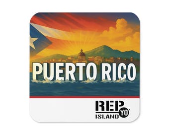 Puerto Rico Cork Coaster – Caribbean Sunset Cityscape – Rep Yo Island