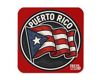 Puerto Rico Flag Cork Coaster – Bold Island Decor – Rep Yo Island