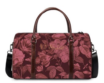 Crimson Bloom Floral Canvas Weekender Duffel Bag – 26L Unisex Travel Gym Bag