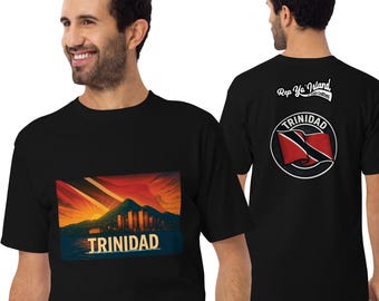 Trinidad Emblem T-Shirt | Front & Back Caribbean Flag Tee | Rep Yo Island Shirt