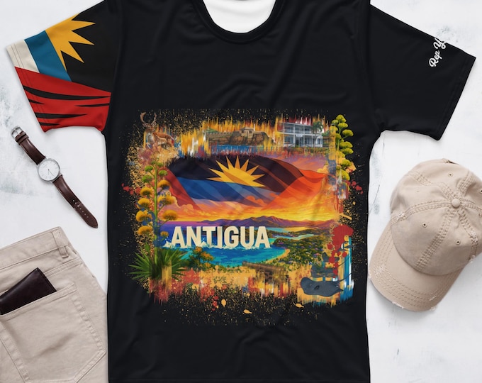 Antigua Mens Heritage Shirt – Rep Yo’ Island All-Over Print Tee