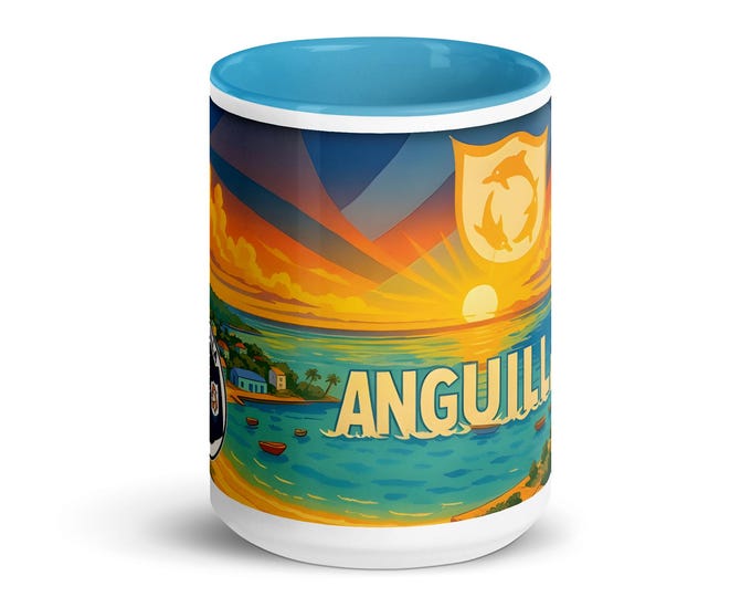 Anguilla Island Mug – Colorful Sunset Beach Ceramic Coffee Cup