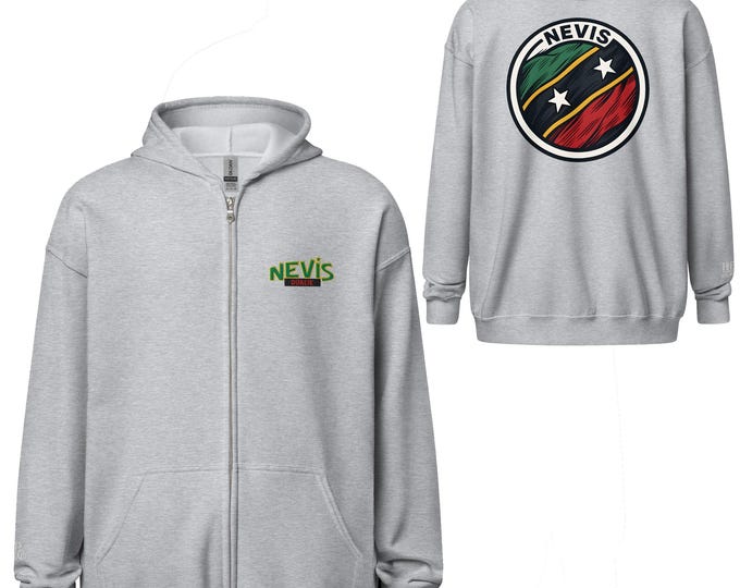 Nevis Hoodie – Rep Yo Island Zip-Up with Flag & Qualie Pride