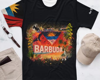 Barbuda Men's Heritage Shirt – Rep Ya Island Flag Tee with Tropical Pride Design