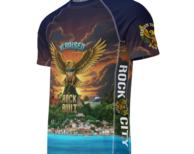 VI Raised Rock Built Rash Guard | USVI Performance UV Protection Tee