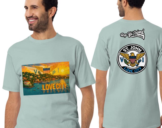 St. John VI T-Shirt: Cruz Bay Sunset, Island Pride Tee