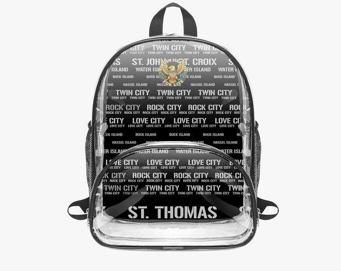 Clear PVC “Virgin Islands For Life” Unisex Backpack