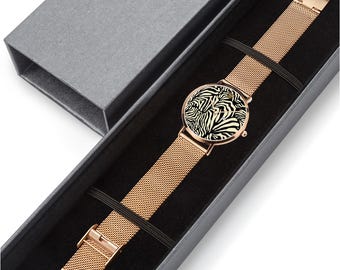 V.I. Wild Side Zebra Print Watch | Stainless Steel Perpetual Calendar Watch | 3ATM Water-Resistant Statement Timepiece