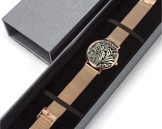 V.I. Wild Side Zebra Print Watch | Stainless Steel Perpetual Calendar Watch | 3ATM Water-Resistant Statement Timepiece