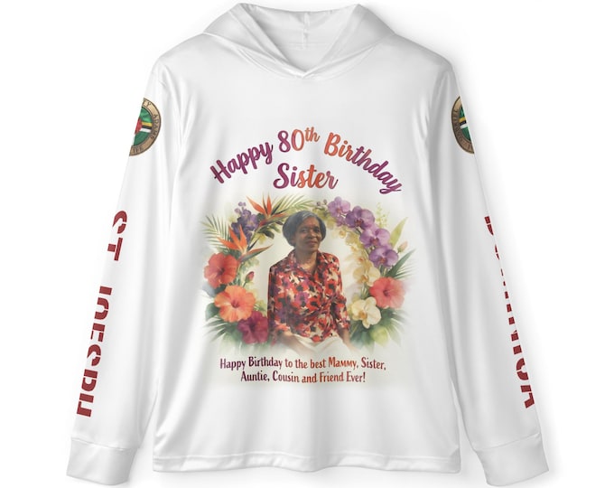 Hooded Rash Guard / Sun Hoodie | Happy 80th Birthday Sister Tribute Rash Guard