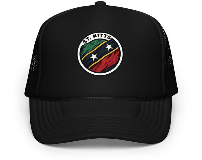 St. Kitts Trucker Hat: SKN Circle Flag, Caribbean Island Pride