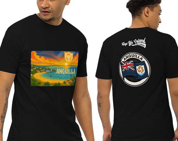 Anguilla Beach Sunset Tee: Caribbean Island Flag Design - Rep Yo’ Island