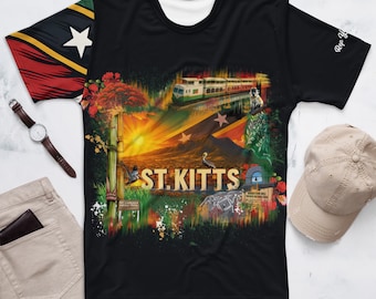 St. Kitts Men’s Island T-Shirt – All-Over Print Caribbean Heritage Tee