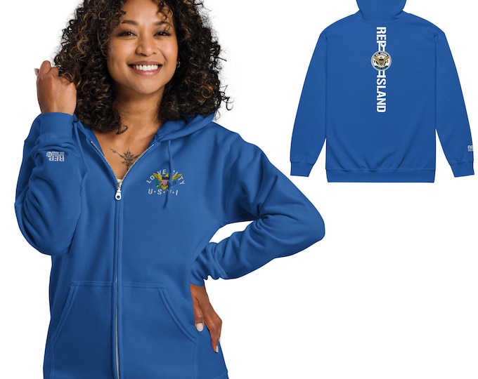 Love City USVI Embroidered Zip Hoodie – Rep Yo’ Island St. John Pride Sweatshirt