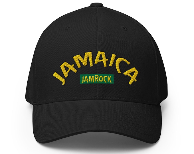 Jamaica JAMROCK Hat – Fitted Cap with Island Pride Embroidery | Rep Yo’ Island