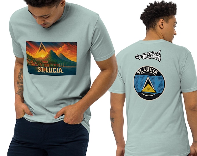 St. Lucia Pitons Sunset Tee: Caribbean Island Graphic Shirt