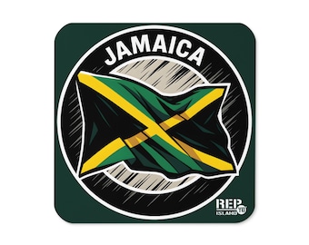 Jamaica Flag Cork Coaster – Island Vibes Drink Mat – Rep Yo Island