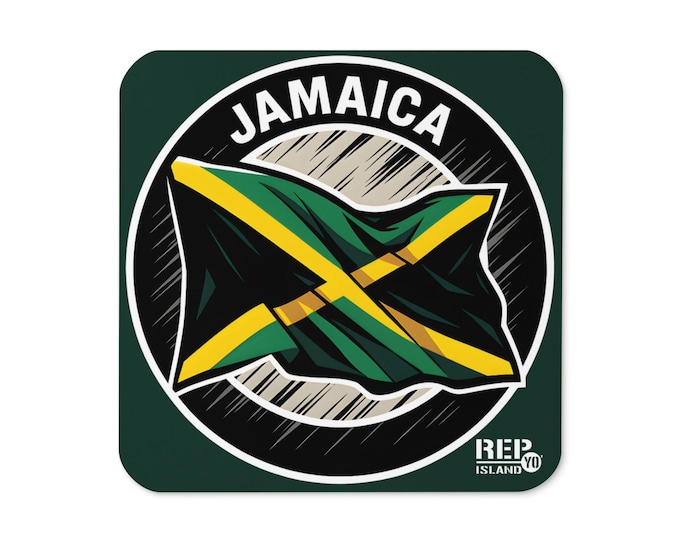Jamaica Flag Cork Coaster – Island Vibes Drink Mat – Rep Yo Island