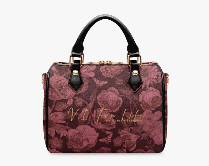 Crimson Bloom V.I. For Life Structured Handbag