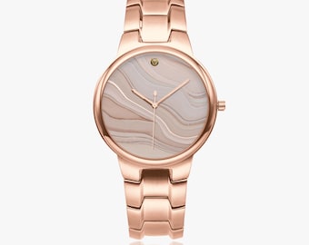 V.I. Terra Blush Agate Watch | Women’s Stainless Steel Quartz Watch | 33mm Rose Gold, Silver or Black Island-Inspired Timepiece