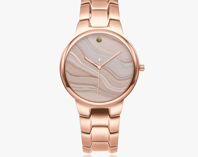 V.I. Terra Blush Agate Watch | Women’s Stainless Steel Quartz Watch | 33mm Rose Gold, Silver or Black Island-Inspired Timepiece