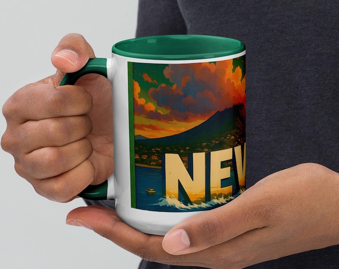 Nevis Island Mug: Caribbean Sunset Volcano Art Coffee Cup