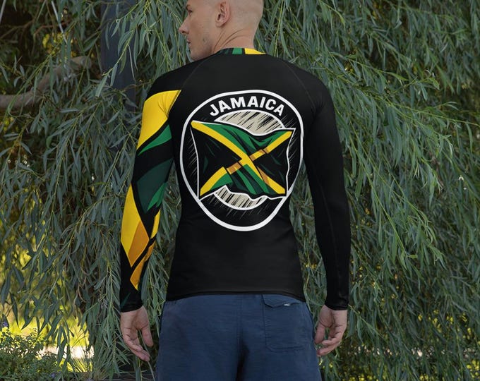 Jamaica Jamrock Rash Guard – Men’s Long Sleeve Performance Shirt