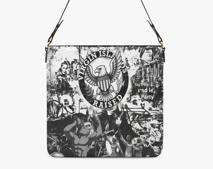 Virgin Islands Raised Rock Built PU Leather Shoulder Bucket Bag