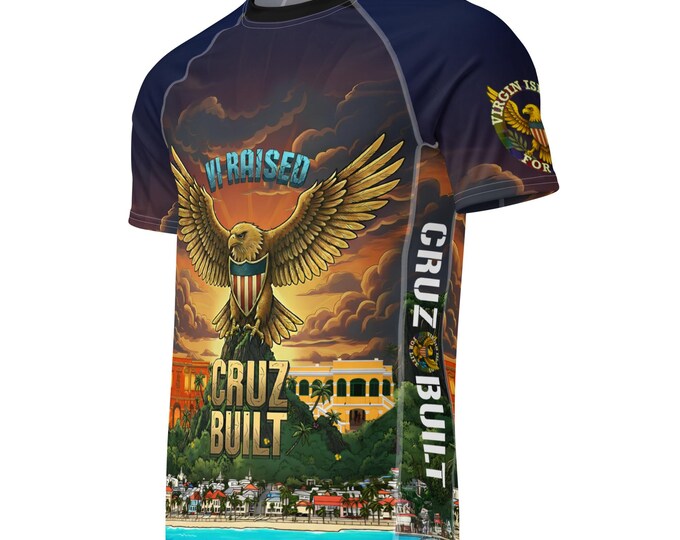 VI Raised Cruz Built Rash Guard Shirt | St Croix US Virgin Islands UPF 50 Performance Tee