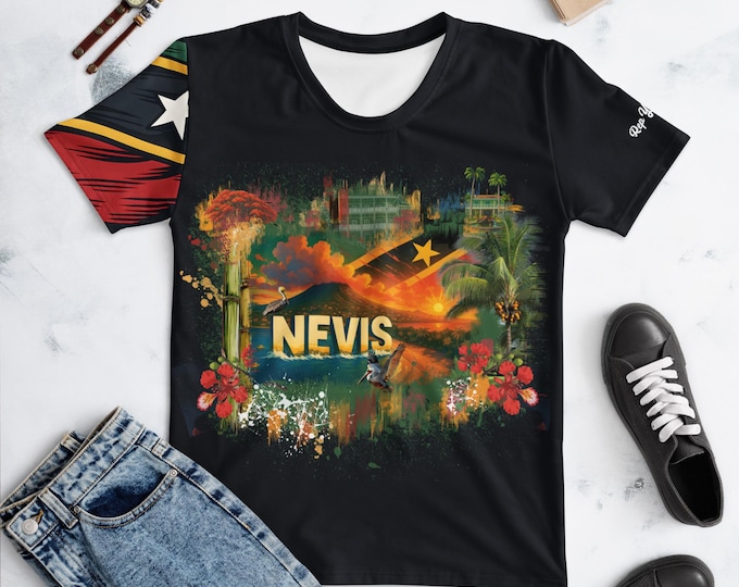Nevis Women’s Heritage T-Shirt – Rep Yo’ Island Caribbean Pride Tee