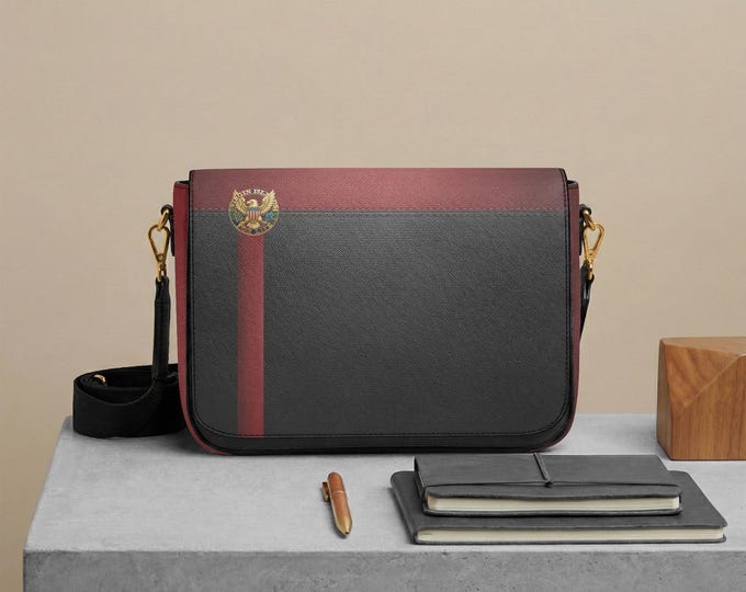 VI Heritage Executive Messenger Bag – Burgundy Charcoal Crossbody Satchel, PU Leather Shoulder Bag