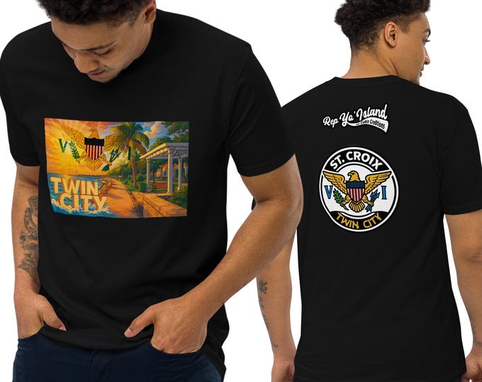St. Croix Twin City T-Shirt – Frederiksted Pier Art & VI Emblem | Rep Yo’ Island Tee