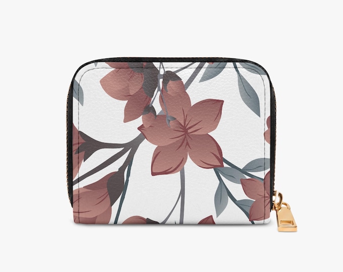 VI in Bloom Compact Wallet – Floral Zip-Around Card & Coin Wallet