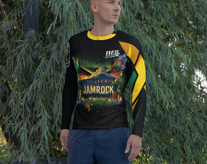 Jamaica Jamrock Rash Guard – Men’s Long Sleeve Performance Shirt