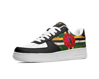 767 Built Dominica Black & White Low-Top Sneakers – Dominica Flag Shoes