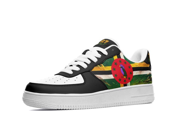 767 Built Dominica Black & White Low-Top Sneakers – Dominica Flag Shoes