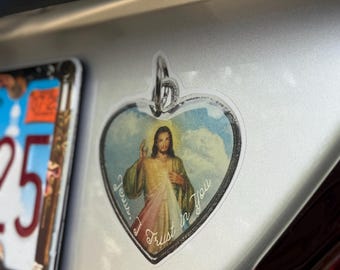 Pegatina del Corazón de la Divina Misericordia: Calcomanía impermeable para coche, Jesús, en Ti confío