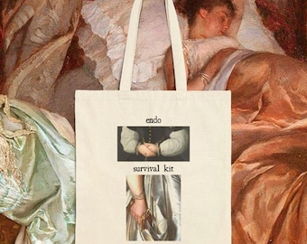 Bolsa de lona con kit de supervivencia para la endometriosis