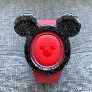 MagicBand Cover, MagicBand Accessory, Black Gloss Mouse Cover Magic Band Small