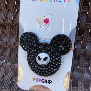 Jack Skellington Inspired Bling Mouse Head PopSocket Phone Stand