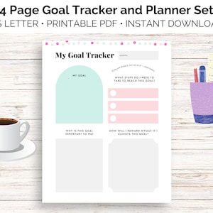 Daily Goal Planner Tracker, Printable Tracker, Goal Tracker, Daily Calendar, Weekly Calendar, Monthly Calendar, Habit Tracker