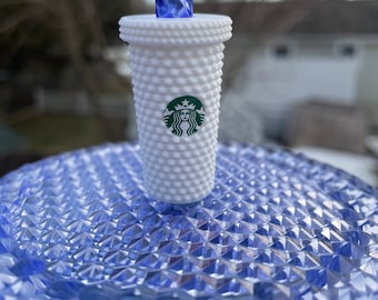 Starbucks Studded Tumbler Straw Topper | Straw Buddy | Straw Charm | Straw Decoration | 3D Printed | White