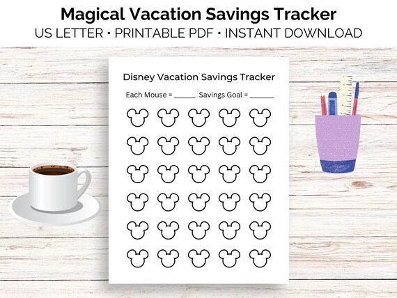 Magical Vacation Fund Savings Tracker, Savings Printable Tracker, Weekly Savings, Savings Fund, Vacation Tracker, Savings Challenge