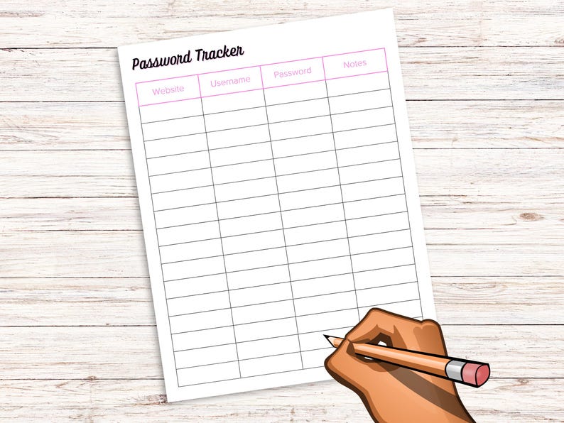 Website Password Tracker Printable, Printable Tracker, Password ...