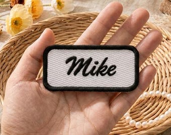 Parche personalizado con nombre en letra cursiva / Etiqueta rectangular bordada personalizada para planchar / Etiqueta para camisa de trabajo, regalo DIY para niños y adultos