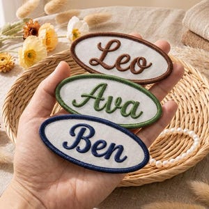 Personalized Name Patch - Custom Embroidered Iron On Tag - Retro Work Shirt Name Plate - Patch for Jackets, Bags & Dog Harness