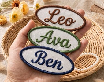 Parche personalizado con nombre - Etiqueta termoadhesiva bordada a medida - Placa de identificación retro para camisa de trabajo - Parche para chaquetas, bolsos y arneses para perros