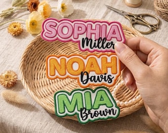 Parche con nombre personalizado, etiqueta bordada personalizada / Etiqueta termoadhesiva o para coser para camisas de trabajo, chaquetas, mochilas, sombreros y regalos.